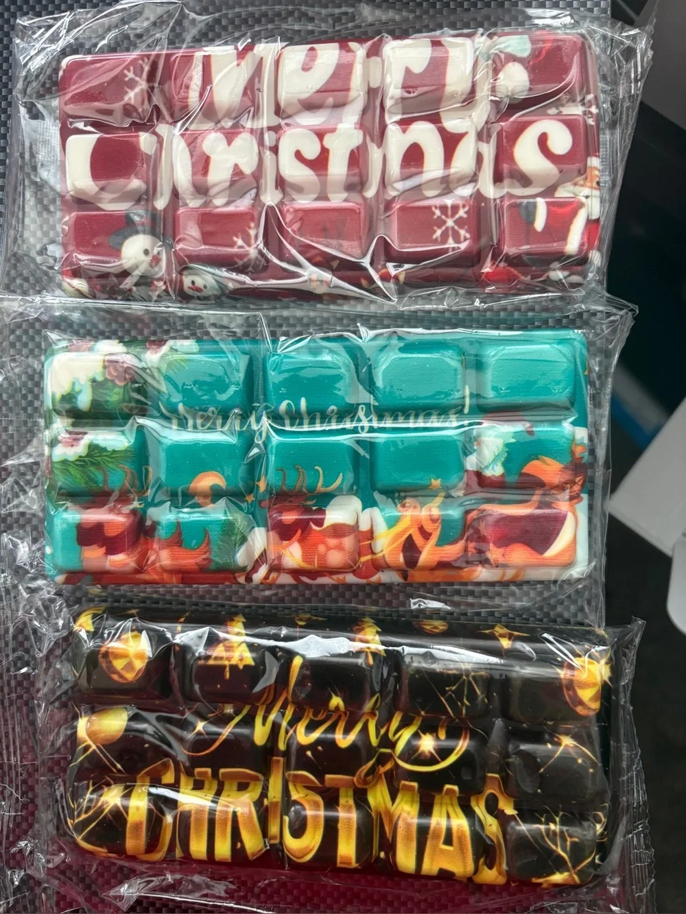 Merry Christmas Chocolate Bar - Red, Teal & Black Decorative Holiday Squishy!